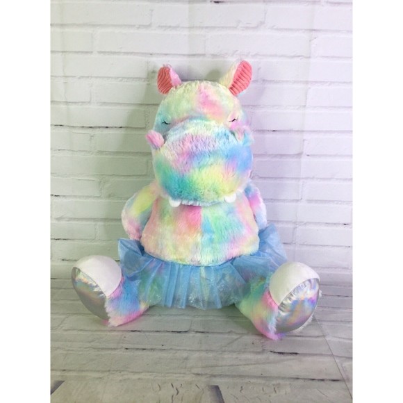 Animal Adventure Large Tie Dye Colorful Hippo Plush Stuffed...